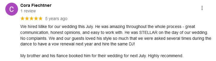 Wedding DJ review